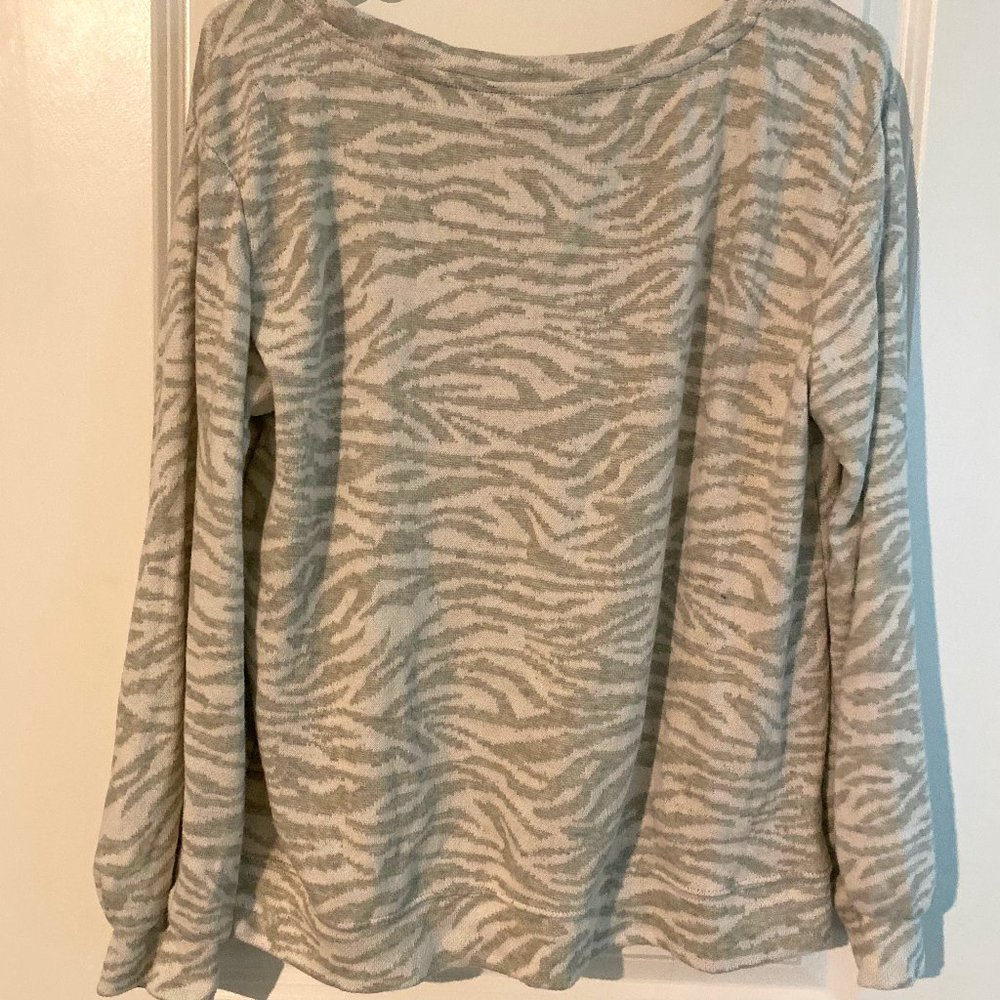 White & Gray Striped Ellen Tracy Sweater